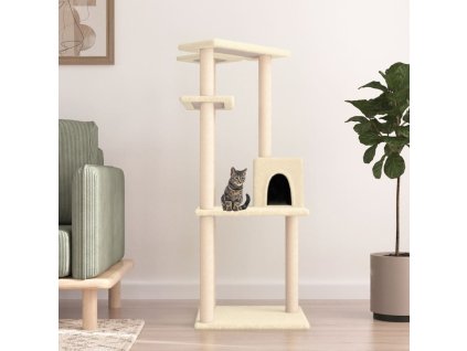 vidaXL Škrabadlo pre mačky so sisalovými stĺpikmi krémové 123 cm
