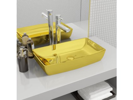 vidaXL Umývadlo 71x38x13,5 cm keramické zlaté