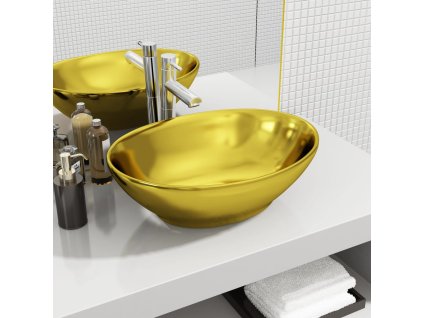 vidaXL Umývadlo 40x33x13,5 cm keramické zlaté