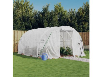 vidaXL Fóliovník s oceľovým rámom biely 12 m² 4x3x2 m