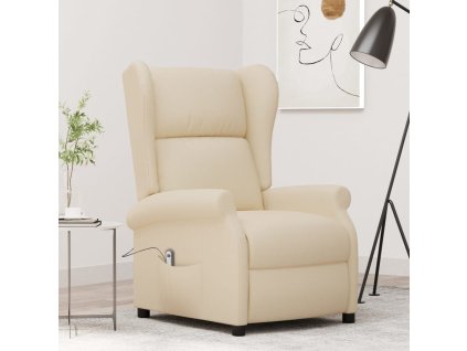 vidaXL Elektrické sklápacie kreslo ušiak, krémové, látka