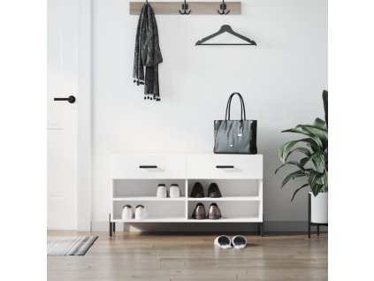 vidaXL Lavička na topánky, biela 102x35x55 cm, kompozitné drevo