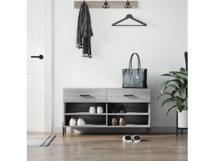 vidaXL Lavička na topánky, sivá sonoma 102x35x55 cm, kompozitné drevo
