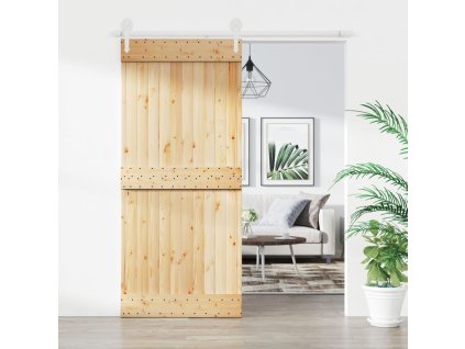 vidaXL Posuvné dvere so sadou kovania 90x210 cm borovicový masív