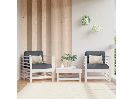 vidaXL Záhradné stoličky s vankúšmi 2 ks biele borovicový masív