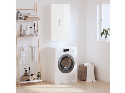 vidaXL Nástenná skrinka lesklá biela 69,5x34x90 cm