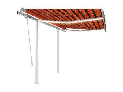 vidaXL Ručne zaťahovacia markíza s LED 3x2,5 m oranžovo-hnedá