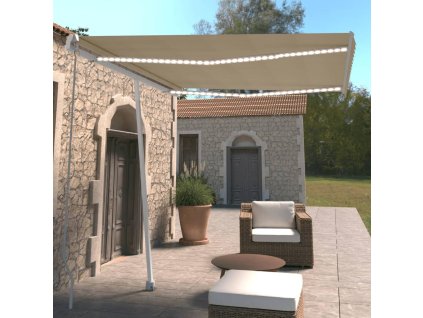 vidaXL Ručne zaťahovacia markíza s LED 300x250 cm krémová