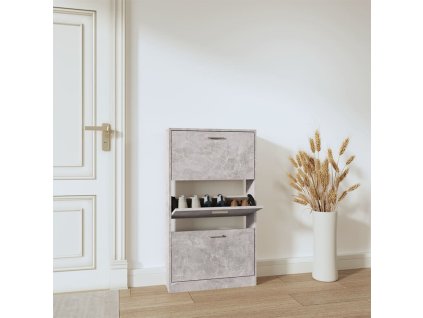 vidaXL Botník betónovo sivý 59x17x108 cm spracované drevo