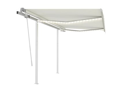 vidaXL Ručne zaťahovacia markíza s LED 3x2,5 m krémová