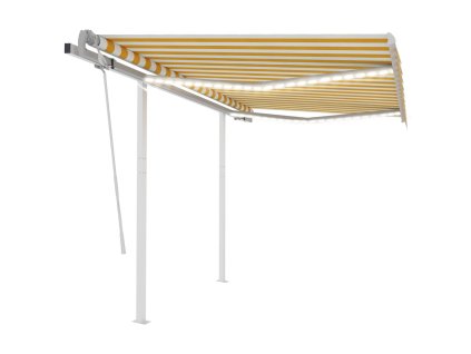 vidaXL Ručne zaťahovacia markíza s LED 3x2,5 m žlto-biela