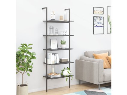 vidaXL Naklonený regál s 5 policami, čierny 64x35x185 cm