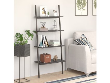 vidaXL Naklonený regál so 4 policami, čierny 64x34x150,5 cm