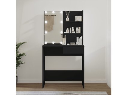 vidaXL Toaletný stolík s LED čierny 74,5x40x141 cm
