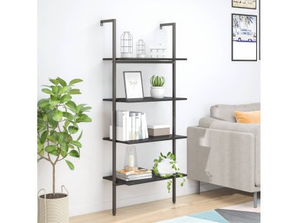vidaXL Naklonený regál so 4 policami, čierny 64x35x152,5 cm