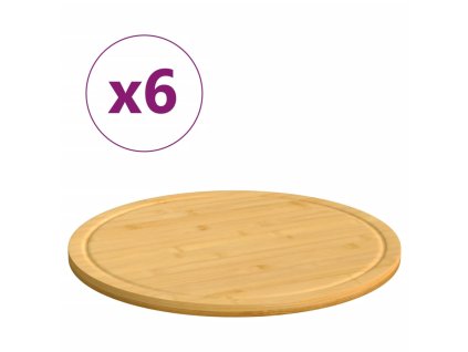vidaXL Dosky na krájanie 6 ks Ø30x1,5 cm bambus