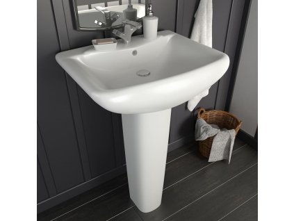 vidaXL Voľne stojace umývadlo podstavec keramické biele 580x470x200 mm