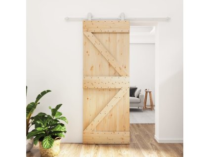 vidaXL Posuvné dvere so sadou kovania 80x210 cm borovicový masív