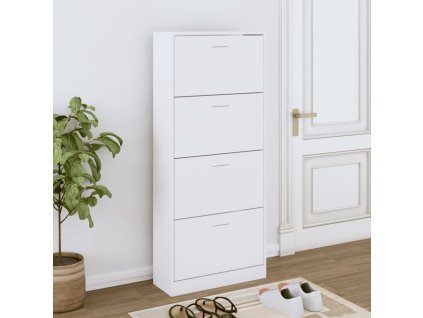 vidaXL Botník biely 63x24x147 cm spracované drevo