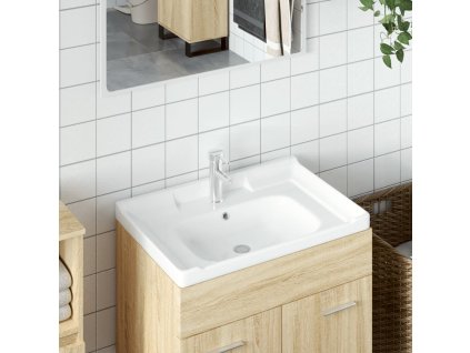 vidaXL Kúpeľňové umývadlo biele 61x48x23 cm obdĺžnikové keramické
