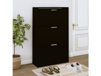 vidaXL Botník čierny 63x24x103 cm spracované drevo