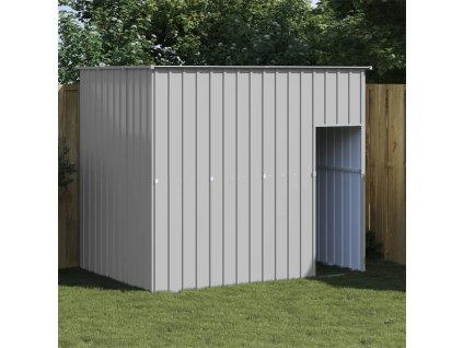 vidaXL Búda pre psa so strechou svetlo sivá 214x153x181 cm pozin. oceľ