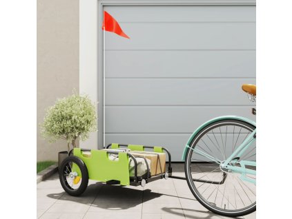 vidaXL Príves na bicykel, zelený, oxfordská látka, železo