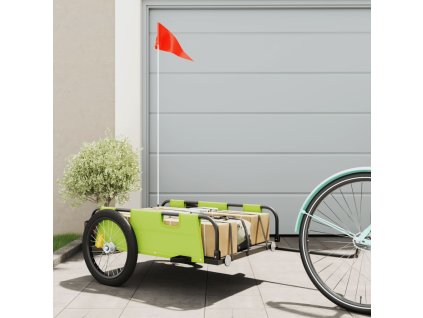 vidaXL Príves na bicykel, zelený, oxfordská látka, železo