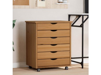 vidaXL Skrinka so zásuvkami na kolieskach MOSS medovohnedá borovica