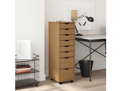 vidaXL Skrinka so zásuvkami na kolieskach MOSS medovobiela borovica