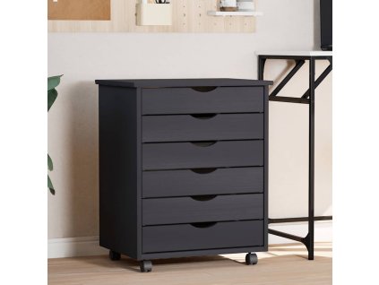 vidaXL Skrinka so zásuvkami na kolieskach MOSS sivá masívna borovica