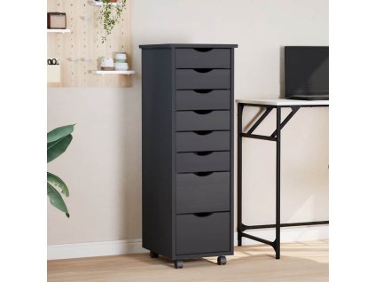 vidaXL Skrinka so zásuvkami na kolieskach MOSS sivá masívna borovica