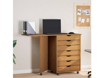 vidaXL Skrinka so stolom na kolieskach MOSS medovohnedá borovica