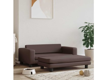 VidaXL Pelech pre psa s nadstavcom, hnedý 100x50x30 cm, umelá koža