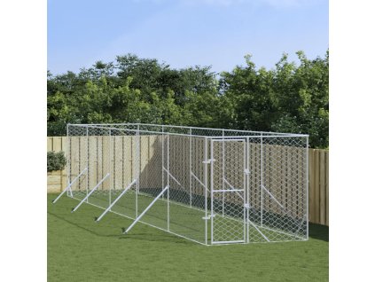 vidaXL Vonkajší koterec pre psov strieborný 2x10x2 m pozinkovaná oceľ