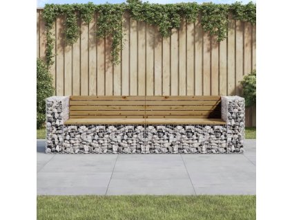 vidaXL Záhradná lavica gabiónový dizajn 244x71x65,5cm impreg. borovica