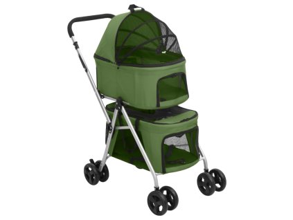 vidaXL 2-vrstvový skladací kočík pre psa zelený 83x48x97 cm tkanina