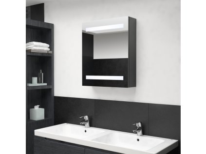 vidaXL LED kúpeľňová zrkadlová skrinka sivá 50x14x60 cm