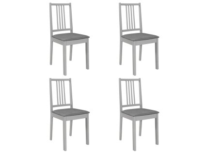 vidaXL Jedálenské stoličky s podložkami 4 ks, sivé, drevený masív