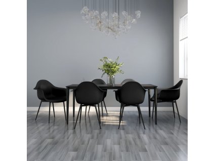 vidaXL Jedálenské stoličky 6 ks čierne PP