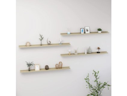 vidaXL Nástenné police 4 ks, dub sonoma 115x9x3 cm