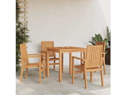 vidaXL Stohovateľné záhradné stoličky 4 ks 56,5x57,5x91 cm masívny tík