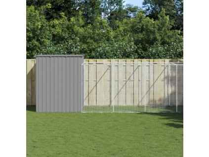 vidaXL Búda pre psa s výbehom bledosivá 214x1273x181 cm pozink. oceľ