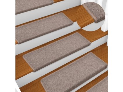 vidaXL Kobercové nášľapy na schody 15 ks, 65x21x4 cm, svetlohnedé