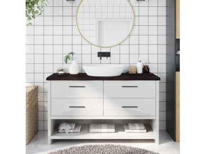 vidaXL Kúpeľňová doska tmavohnedá 140x40x(2-4) cm ošetrený masív