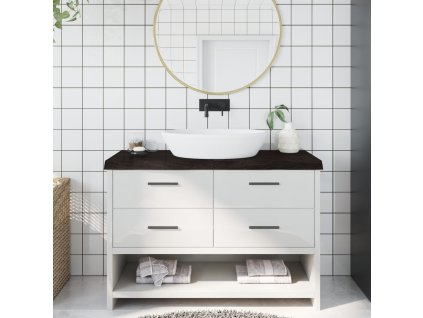 vidaXL Kúpeľňová doska tmavohnedá 120x60x(2-6) cm ošetrený masív