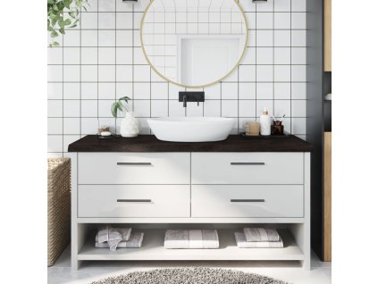 vidaXL Kúpeľňová doska tmavohnedá 160x60x(2-6) cm ošetrený masív