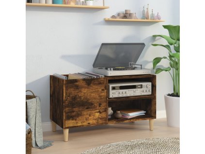 vidaXL Skrinka na platne dymový dub 84,5x38x48 cm kompozitné drevo