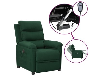 vidaXL Elektrické sklápacie kreslo tmavozelené látkové