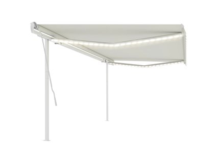 vidaXL Ručne zaťahovacia markíza s LED 5x3,5 m krémová